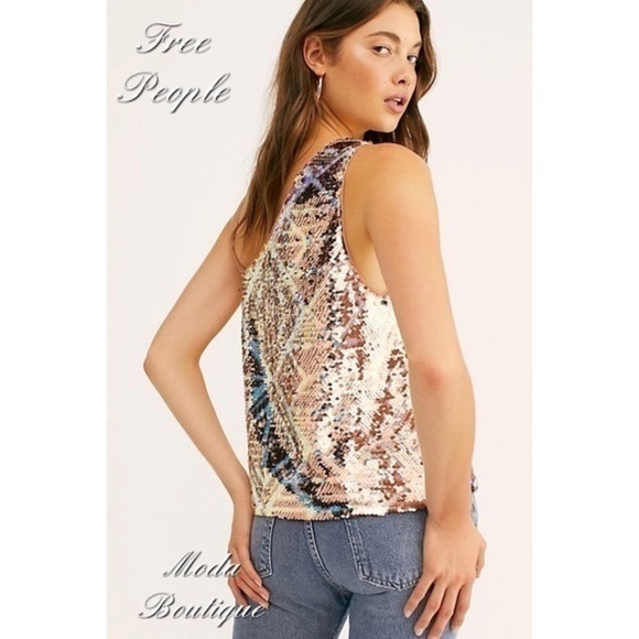 Free People DISCO FEVER ONE SHOULDER TOP - Picture 3 of 5